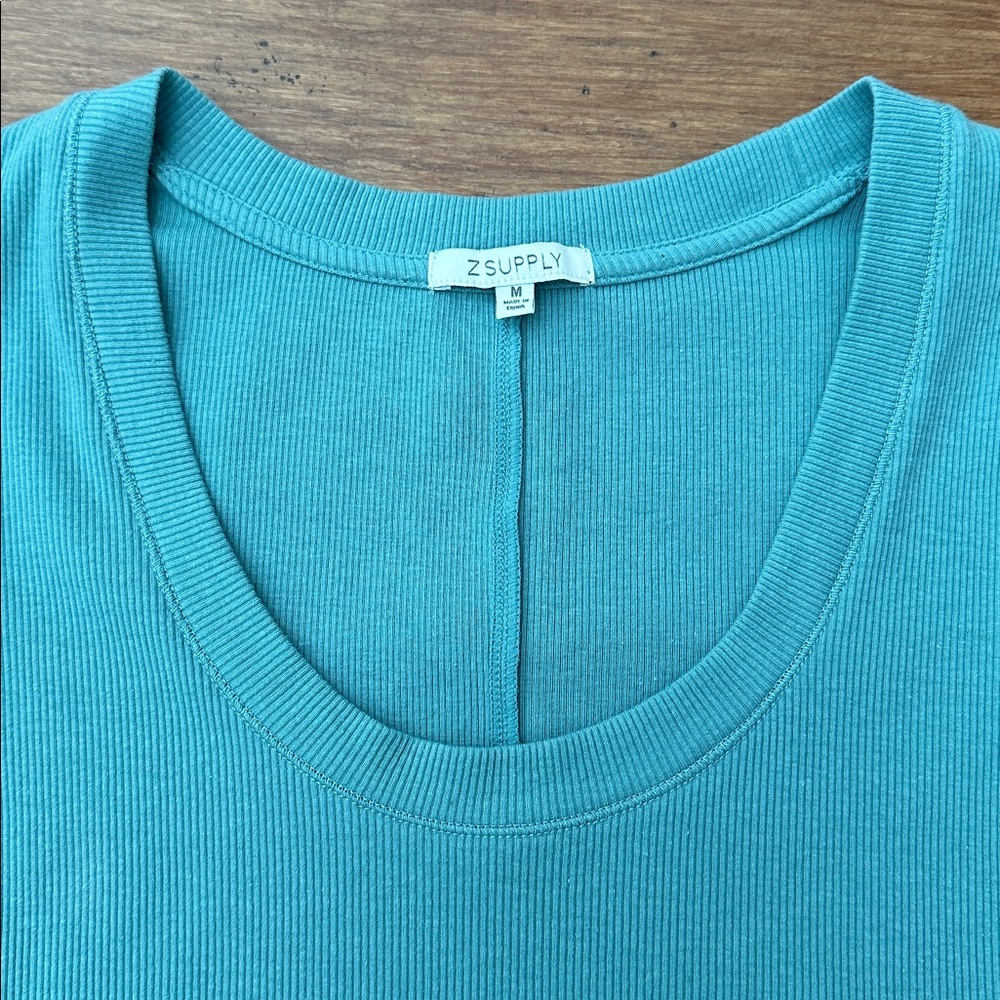 Z Supply Teal Short Sleeve Ribbed Tee Size M - Picture 2 of 5